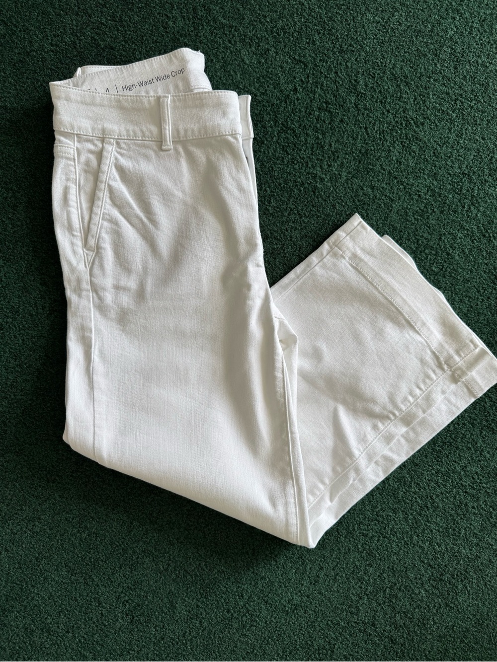 Talbots White High-Waist Wide Crop Pants